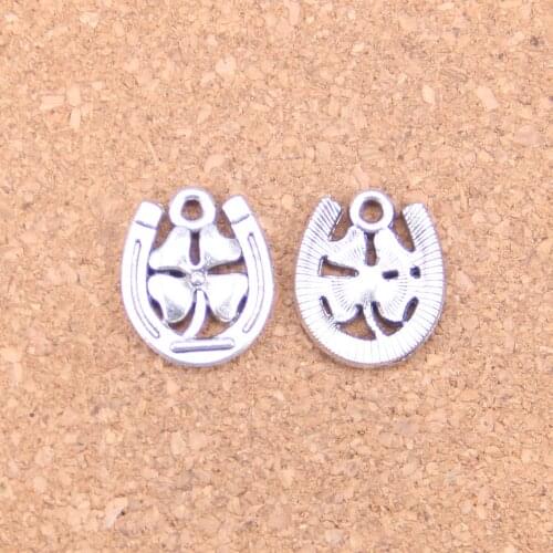 14pcs Charms horseshoe lucky clover 18x15mm Antique Pendants,Vintage Tibetan Silver Jewelry,DIY for bracelet necklace