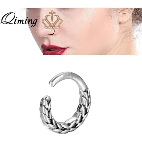 QIMING Tribal Septum Fake Nose Ring Women Men Body Jewelry Clip No Piercing Bohemian Fashion Indian Rings