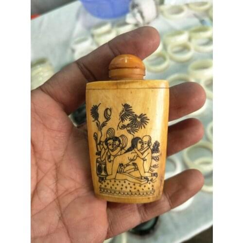 Rare Qing Dynasty bone snuff bottle,love,#01,Hand painting,Free shipping