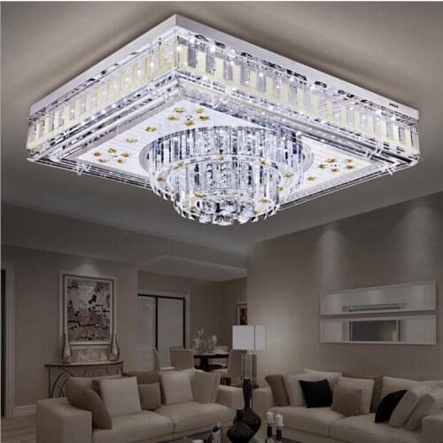 Living room lights luxury crystal lamp rectangular led bedroom meal ceiling lamp hall Promise colorful bedroom lights decorated