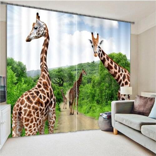 Animal Giraffe print Luxury Blackout 3D Window Curtains For Living Room kids Bedroom Drapes cortinas Rideaux Customized size