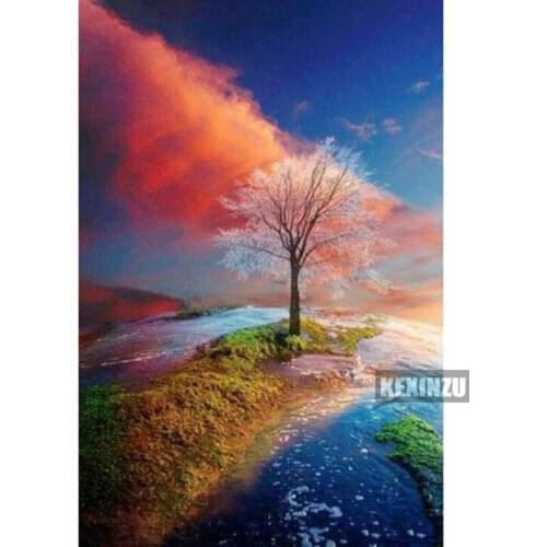 Needlework 3d Diy Diamond Painting Cloud tree scenery Cross Stitch Embroidery 5d Square Illustration Full Rhinestone Mosaic
