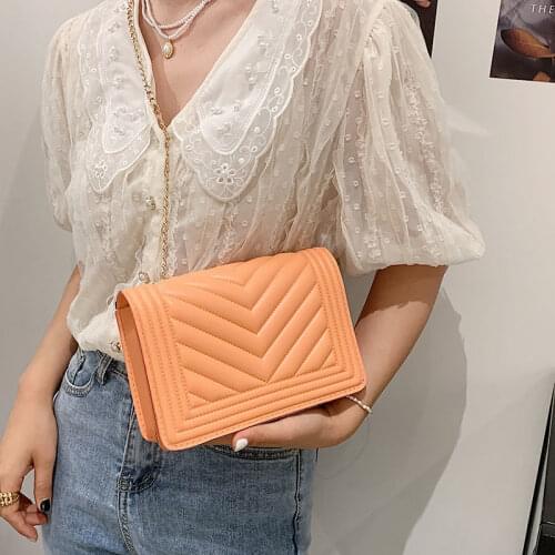 Shoulder Bag Female Crossbody Bag Women Handbag Purse Backpack Chain Fashion 2021 New PU Leather Simple Solid Color Lattice