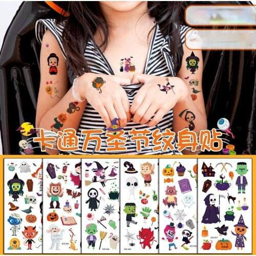 New Halloween Tattoo Stickers Luminous Childrens temporary tattoos Waterproof Tattoos Glow Paste for Children Body Sticker Gift