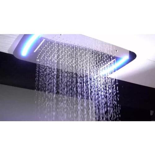 Concealed Rain Shower Set Thermostatic High Flow Multifunction LED Shower Faucets Mist Spray Waterfall Massage Bathroom Fixture