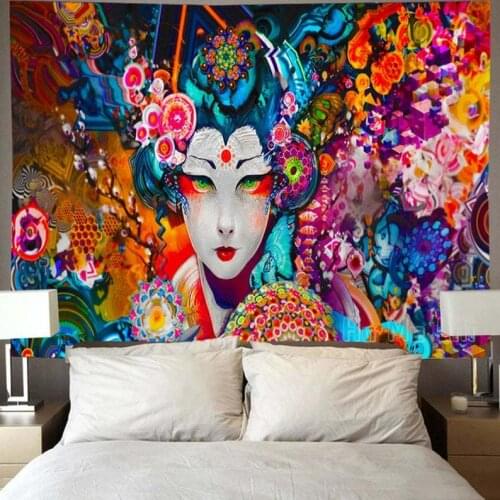 Japanese Women Art Asian Kimono Maiko Hairdo Japan Traditional Culture Tapestry