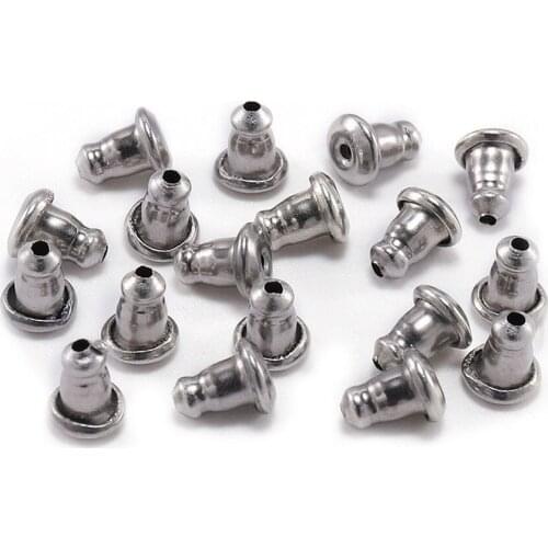 200Pcs Stainless Steel Bullet Earring Back Earrings Stopper DIY Earring Findings Handmade Crafts Jewelry Making
