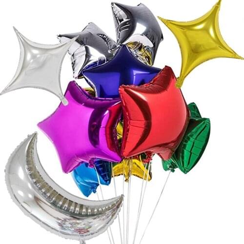 10pcs/lot 10inch Star Foil Balloon Moon Balloons Weeding Decoration Birthday Party Supplies Baby Shower Balloon Helium Globos