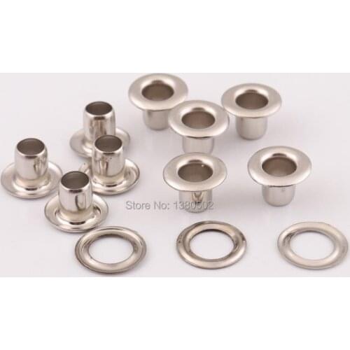 100pcs/lot 12*6*8mm silver color eyelet with washer for bag garment belt leather craft accessories