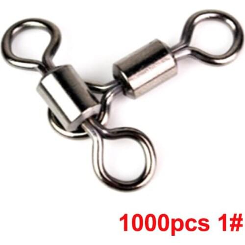 1000PCS Fishing Rolling Swivel 1# 2