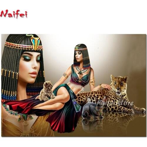 5D DIY Diamond Painting Egyptian beauty black panther Diamond Embroidery Cross Stitch Needlework Wall Sticker home decoration