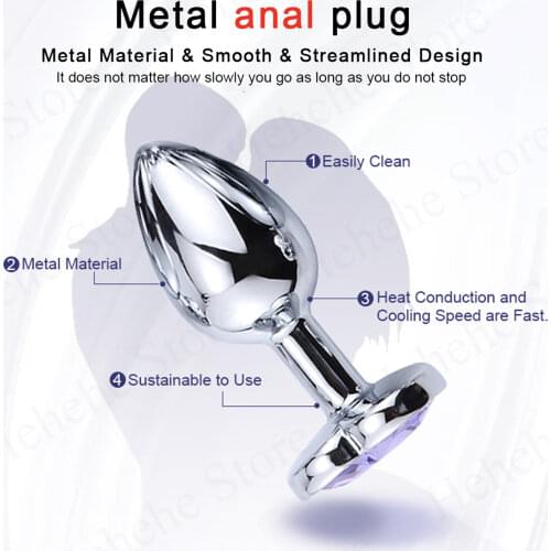 M Size Anal Plug Heart Stainless Steel Crystal Butt Plug Anal Sex Toys Adult Products Prostate Massager Dildo Stimulator