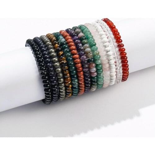 ASHMITA Natural Stone Beads Bracelets for women Men Friend 8x6MM Crystal Abacus Beaded Stretch Bangle with Gift box Packing