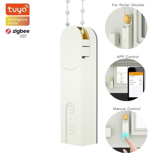 Tuya Zigbee Smart Motorized Chain Roller Blinds Shade Shutter Drive Motor Solar Powered Charger APP Control Works with Alexa