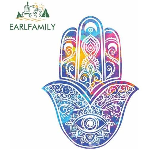 EARLFAMILY 13cm x 9.7cm for Namaste Psychedelic Hamsa Hand Decal Fine Kids Room Family Car Stickers Suitcase Laptop Graphics