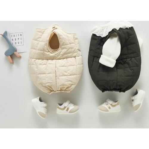 2020 Winter Baby Onesies Thickened Warmth Bag Fart Clothes For Boys And Girls All-Match Quilted Waterproof Vest Tops Romper