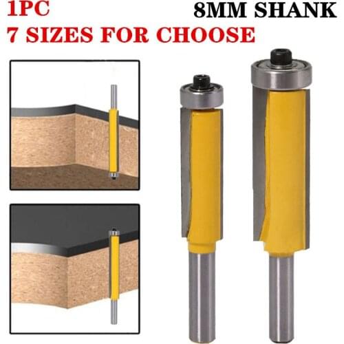 8mm Shank Long Blade Flush Trim Wood Router Bit Diameter 9.52mm Straight Milling Cutters Woodworking Tools