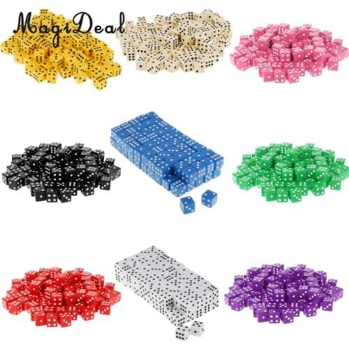 MagiDeal Brand New 100 x Opaque Acrylic 16mm Six Sided Spot Dice D&D RPG Game Funny BBQ Party Gambling Game Dices Gifts 7 Colors