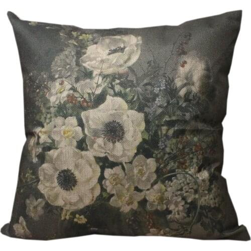 CURCYA Vintage Flower Oil Painting Printed Decorative Sofa Cushion Covers Square Linen Throw Pillow Cases 45x45cm Novelty Gifts