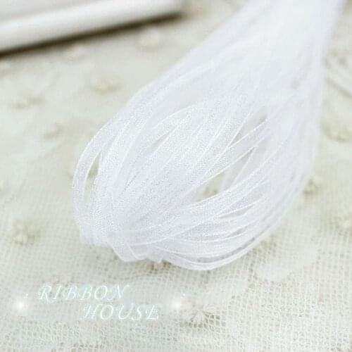 40 meters/lot) 1/8'' (3mm) White Organza ribbons Wholesale gift wrapping Christmas ribbons
