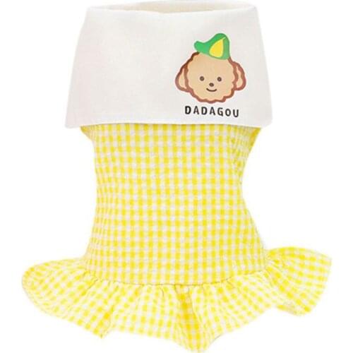 Dog Summer Plaid Dresses Pet Cute Dress New Princess Puppy Clothes White Goose Printed Small Cat Button Costume Newest