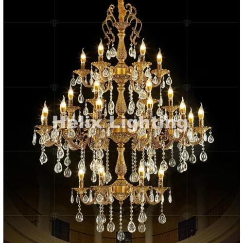 Aluminum Zinc Alloy Mysterious Clear Class A K9 Crystal Chandelier AC90-260V 30 Arms D115cm E14 LED Light Source Free Shipping