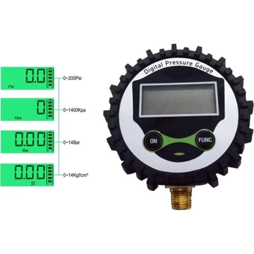 Godeson Digital Pressure Gauge Pressure Tester Measure LCD Readout 4 Units 200PSI 1/8NPT