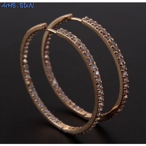 MHS.SUN New Luxury Design Women AAA Zircon Hoop Earrings Fashion Girls Ladies Big Circle Loop Earrings Vintage Jewelry