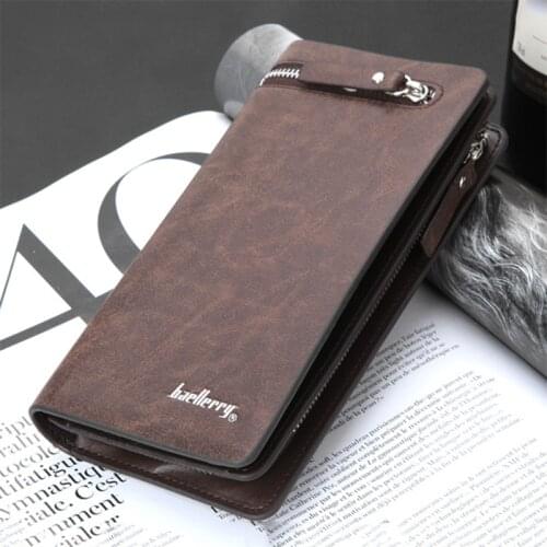 Men Long Wallet Luxury Zip Clutch Credit Card Holder Purses Carteira Masculina Carteras Billetera Hombre Leather Money Portfe