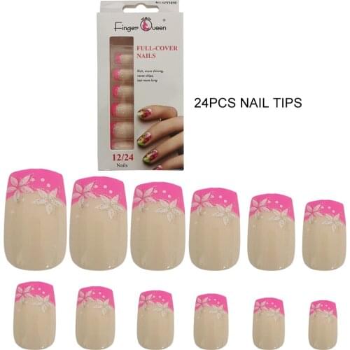 24pcs/box Girl Fake Nails Tips Full Cover Paste Directly with Jelly Glue Convenient and Simple Artificial Nails