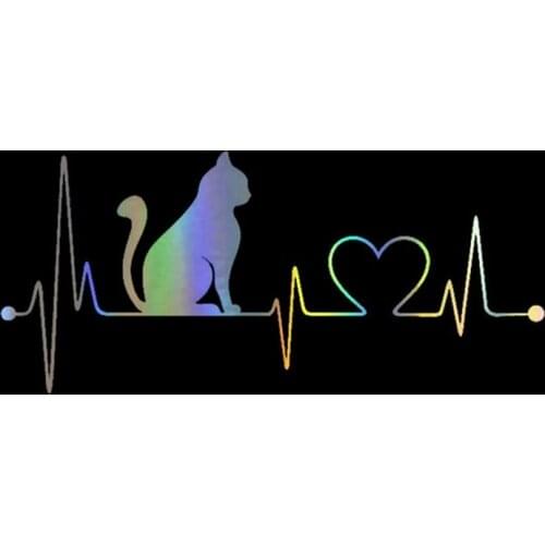DecalsMe Car Sticker 3D 20*8.9cm Pet Cat Heartbeat Lifeline Decal Sticker On Car Funny Stickers and Decals Vinyl Car Styling