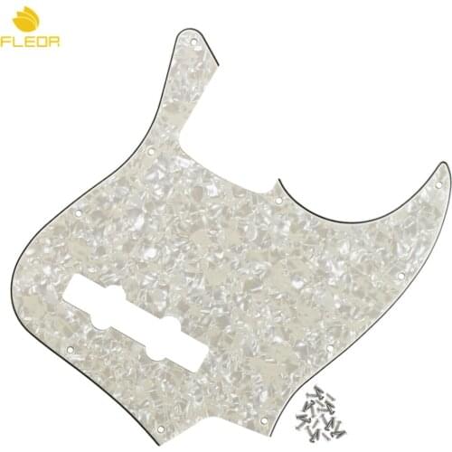 FLEOR US 10 Holes Jazz JB Bass Pickguard Scratch Plate Aged Pearl 4Ply & Screws for 4 String Bass