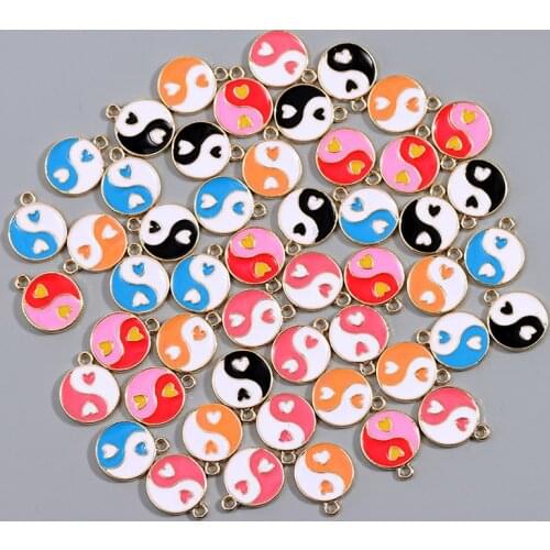 Colorful Enamel Bagua Yin Yang Charms New Gold Color Metal Tai Chi Bagua Geometry Pendant For DIY Earrings Accessories Wholesale