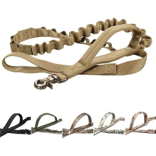 Adjustable Military Tactical Bungee Dog Leash 2 Handle Quick Release Dog Pet Leash Elastic Leads Rope Dog Training Leashes