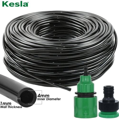 10-50 Meter 4/7mm Garden Water Hose & Quick Connector Micro Drip Misting Irrigation Tubing Pipe PVC Hose 1/4'' Hose Greenhouse