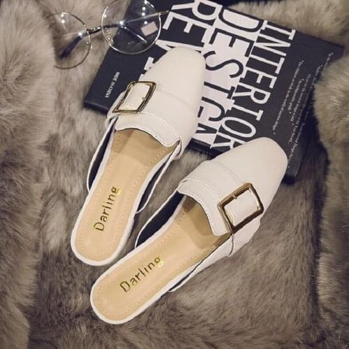 2021 spring and summer new ladies fashion Baotou slippers all-match square toe low-heel sandals