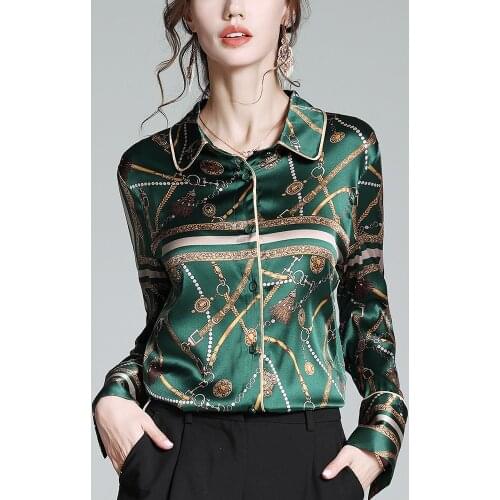 Silk shirt women 2021 spring retro palace style fashion t-shirt Blouse