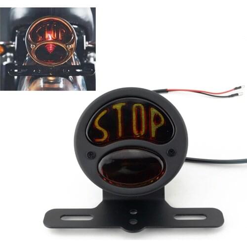 12V Black Metal Shell Retro Motorcycle Tail Running Brake Stop Light Brake Lights License Tail lights For Harley Bobber Chopper