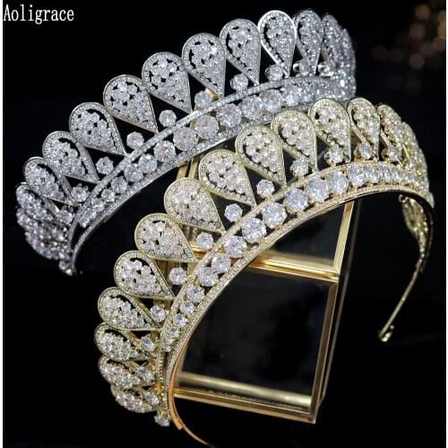 Women 5A Level Full Cubic Zirconia Tiaras CZ Zircon Wedding Jewelry Crowns Prom Pageant Diadem Bridal Hair Jewelry Accessories