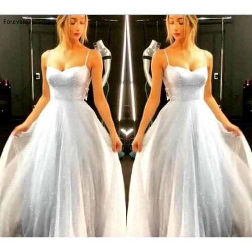 Silver Evening Dresses 2019 Cheap A Line Spaghetti Straps Formal Women Holiday Wear Celebrity Party Gowns Plus Size Custom Made
