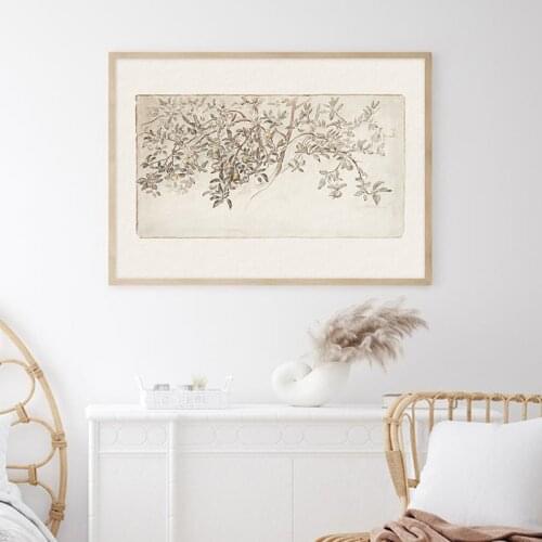 Vintage Apple Tree Sketch Prints Farmhouse Gallery Wall Picture Antique Botanical Drawing Canvas Painting Rustic Country Decor