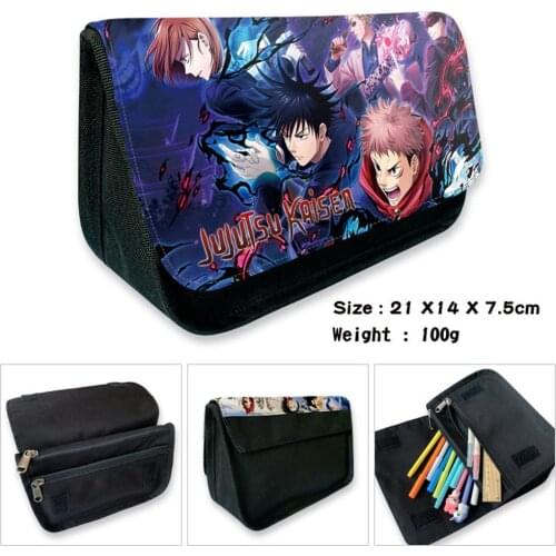 Anime Jujutsu Kaisen Waterproof Pencil Case Student Zipper Casual Cosmetic Bag Cartoon Pen Bag Boy Girl Stationery MakeUp Bag