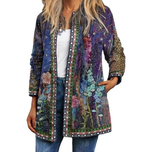 Ladies Jacket 2021 Fashionable Autumn Jacket Casual Coat Ethnic Pocket Vintage Anti-shrinking Women Coat for Winter