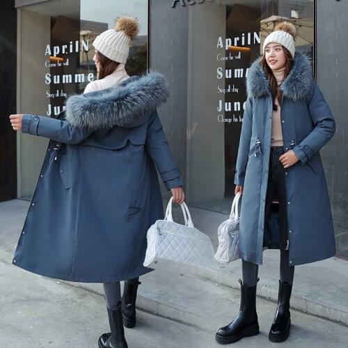 Removable Liner Women Long Parkas Hooded with Fur Ladies Winter Jacket Cotton Padded Thick Warm Coats Overcoat for Female