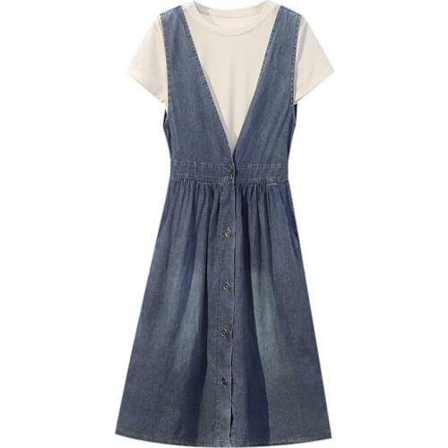 Plus size 5XL Women Denim Vest Dress 2020 Fashion Spring Summer With buttons Slim Sleeveless Dress Female Vintage Jeans Dresses