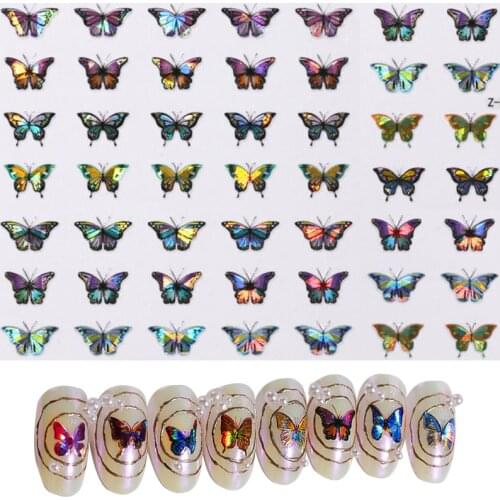 1pc Butterfly Nail Sticker Fantasy Laser Color Butterfly Nail Decal Designs Manicure Nail Decoration Tool Nails accesorios 2021