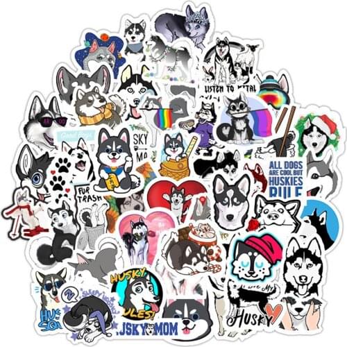 10/30/50PCS Cute Pet Husky Stickers Luggage Motorcycle Helmet Stickers Trolley Case Laptop Waterproof Stickers Wholesale