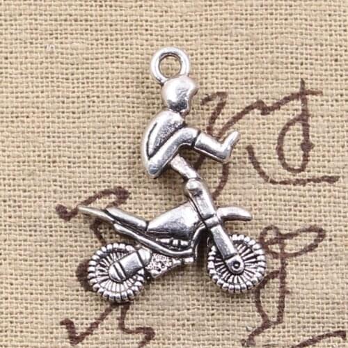 10pcs Charms Motorcycle Motorcross 29x23mm Antique Silver Color Plated Pendants Making DIY Handmade Tibetan Silver Color Jewelry