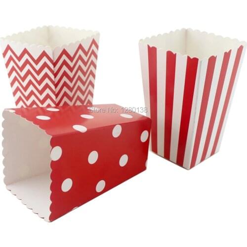 120pcs Decorative Popcorn Boxes Foil Gold Foil Silver Pink Blue Red Paper Mini Candy Gift Boxes Bags for Event Party Favor