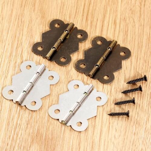 2pcs 40x34mm Cabinet Hinges Butterfly Iron Hinges Antique Bronze/Silver Wood Box Hinge Furniture Accessories